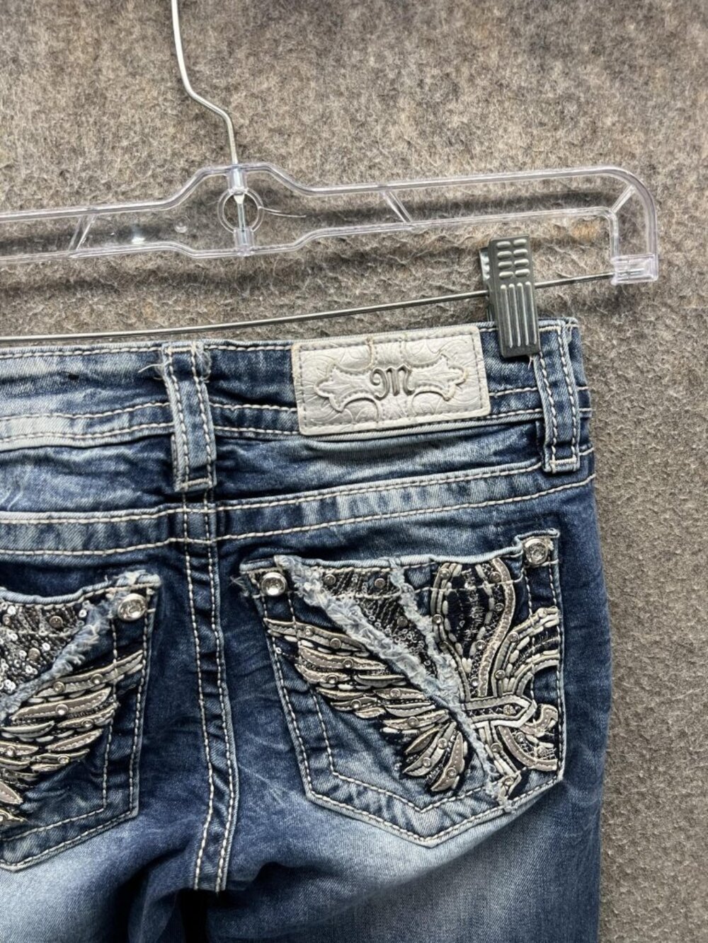 Miss Me Signature Jeans Womens 25 Blue Mid Rise Bootcut Distressed Stretch - Picture 5 of 11